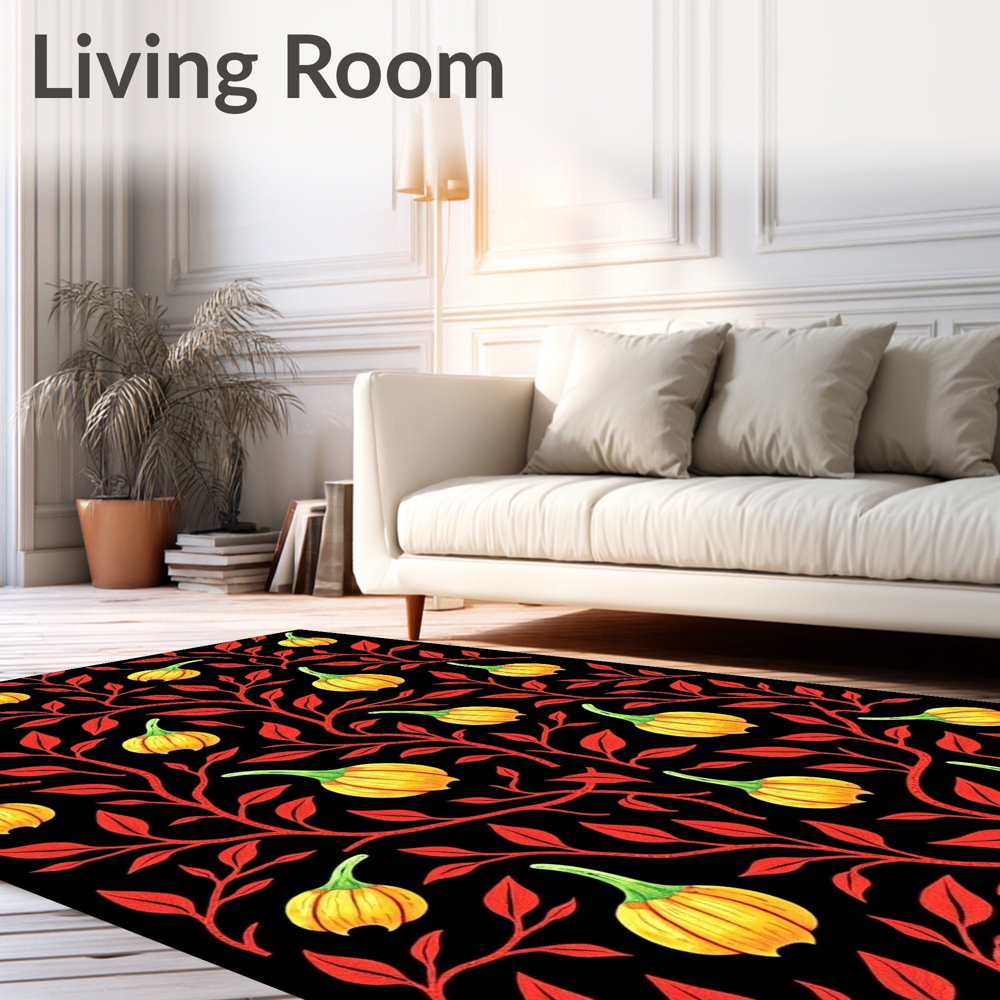 Gourd Vine Floral Pattern Rug