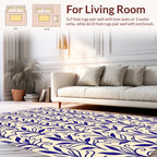 Blue Botanical Vine Pattern Rug