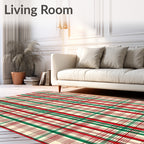 Classic Tartan Red Green Plaid Design Rug
