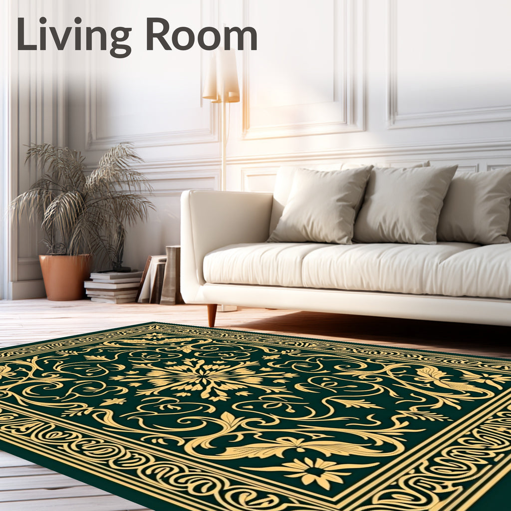 Ornate Floral With Vine Swirl Design Rug