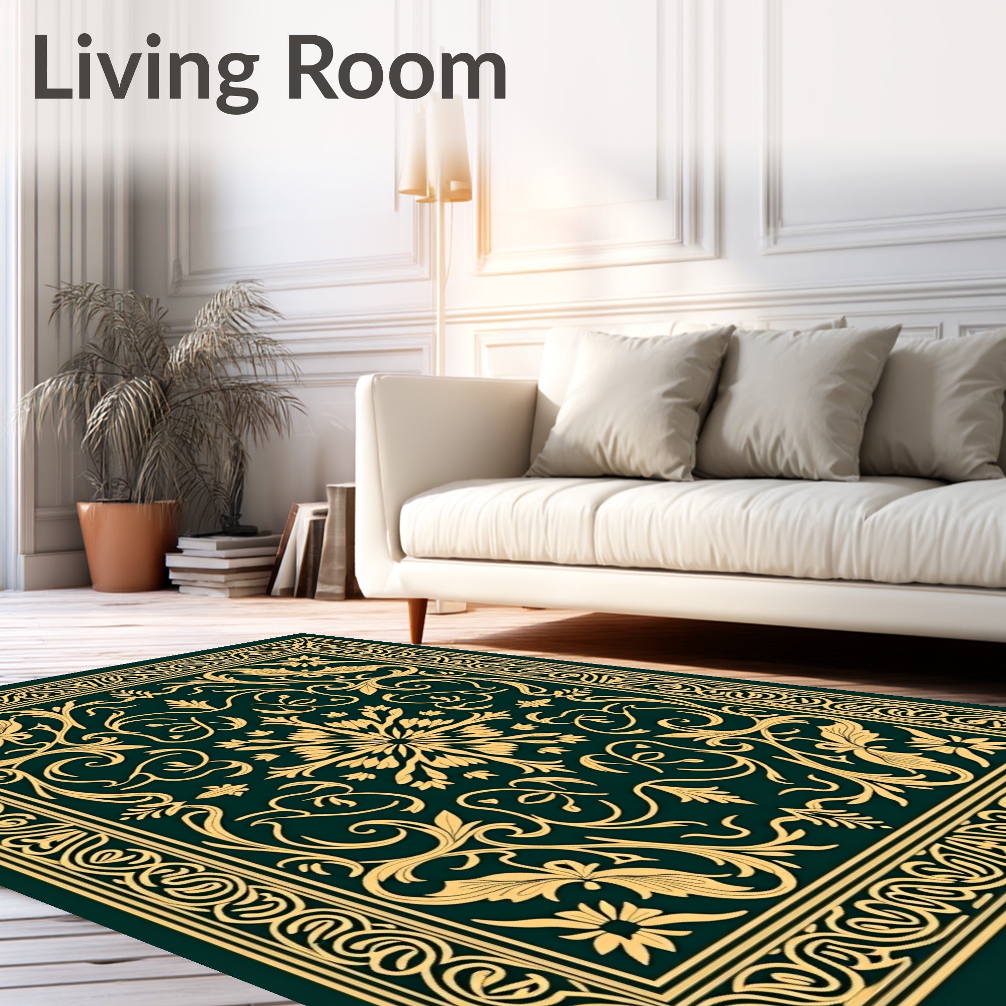 Ornate Floral With Vine Swirl Design Rug