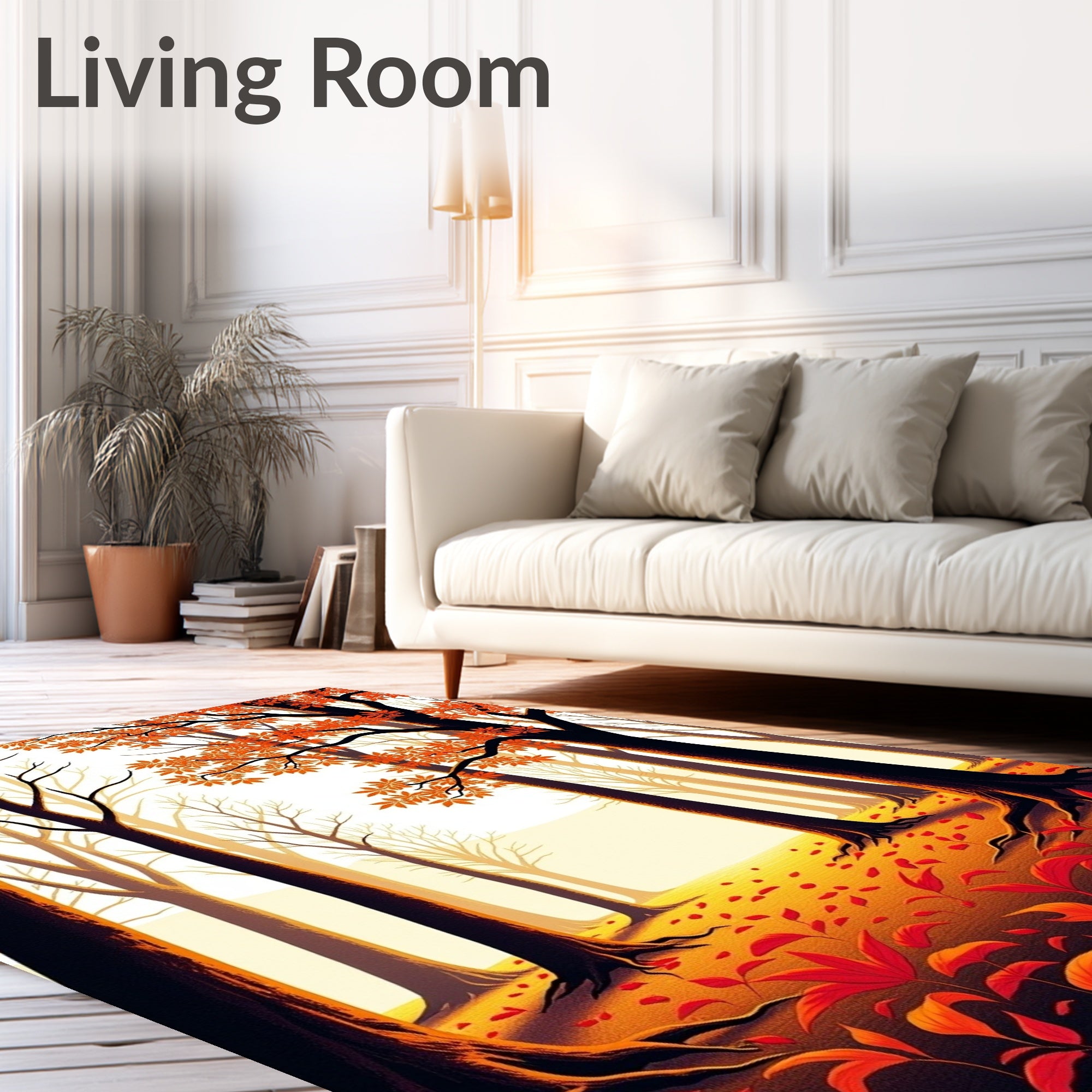 Autumn Forest Pattern Red Leaves Rug