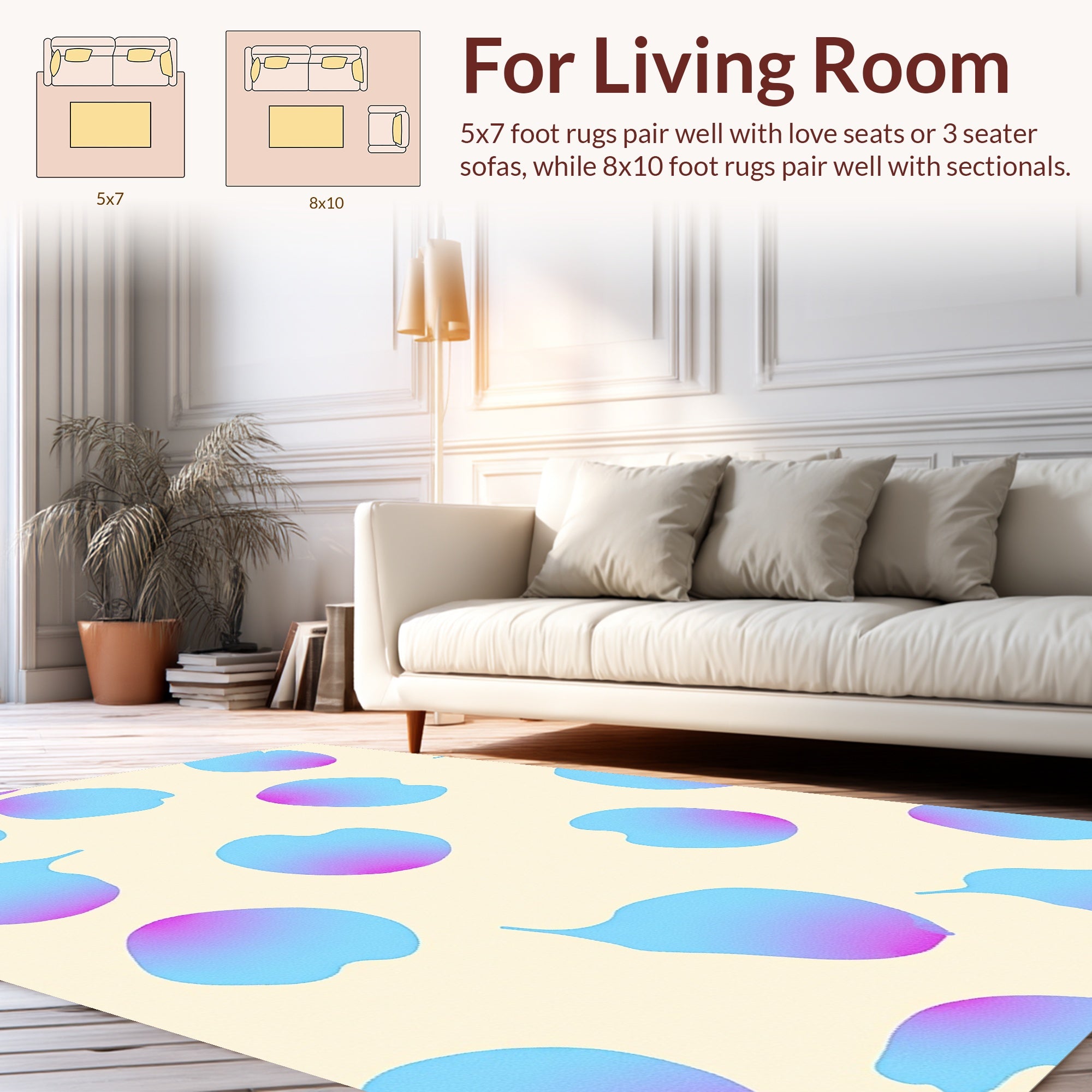 Abstract Blue Purple Gradient Shapes Rug