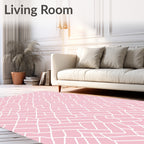 Soft Pink Woven Grid Design Rug