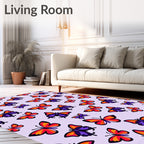 Vibrant Butterfly Patterned Contemporary Rug