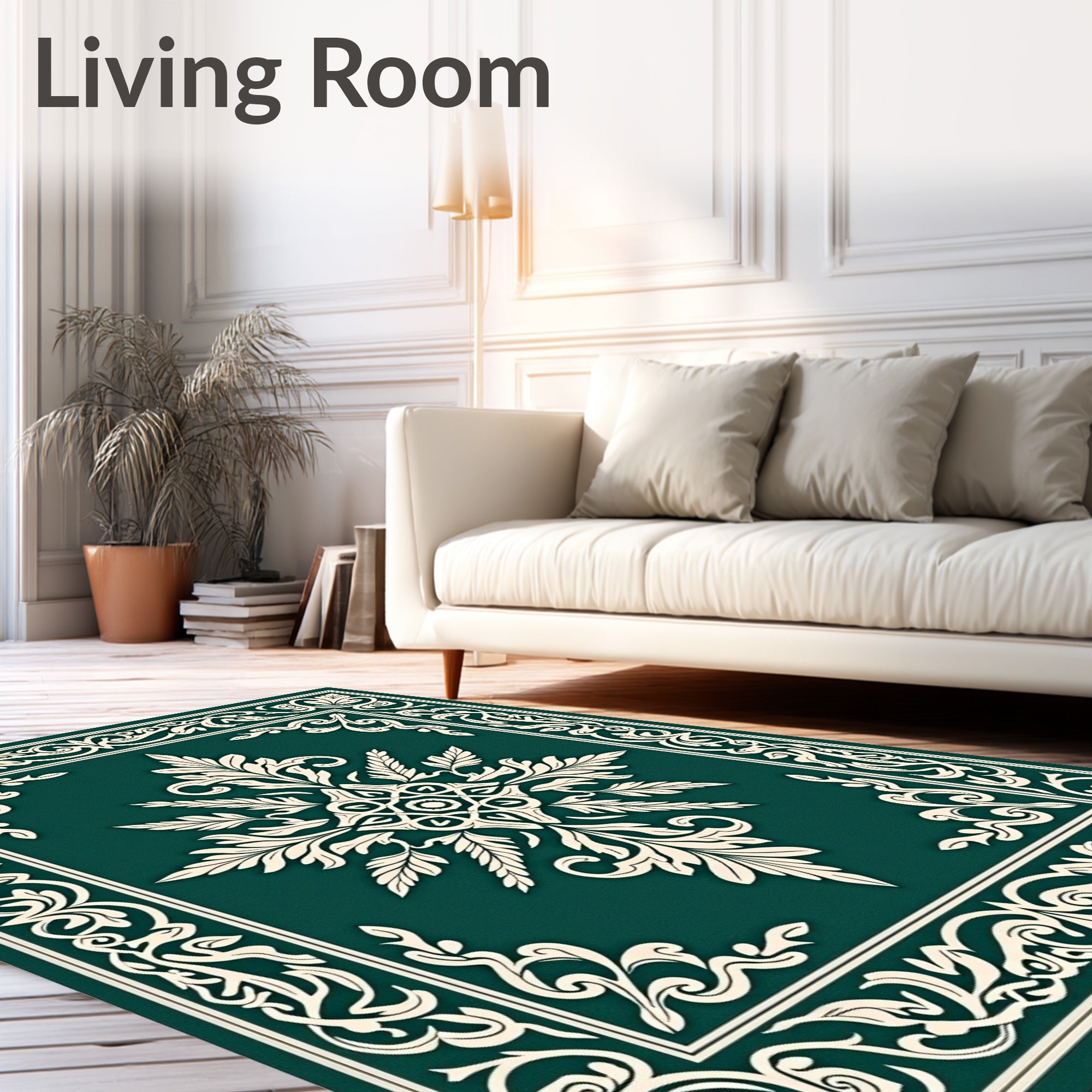 Ornate Teal Floral Design Rug