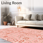 Red Lines Abstract Circuitry Design Rug