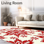 Red Floral Burst Medallion Design Rug