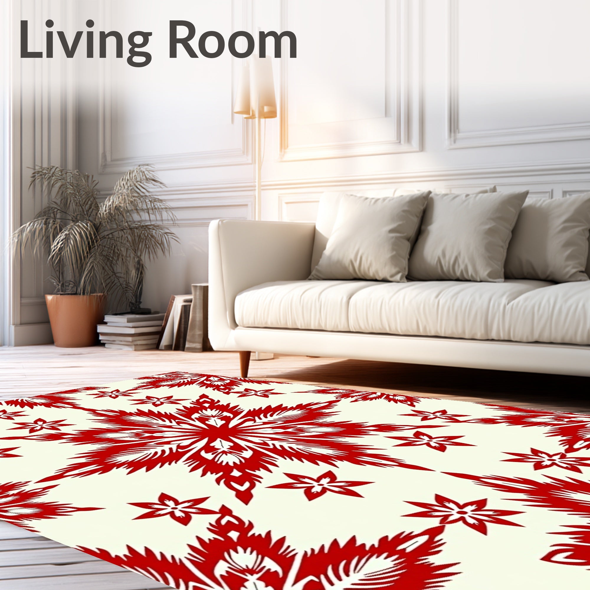 Red Floral Burst Medallion Design Rug
