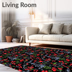 Red Berry Evergreen Folk Pattern Rug