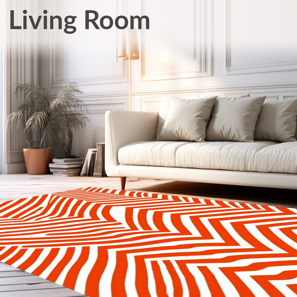 Bold Orange Abstract Stripe Pattern Rug