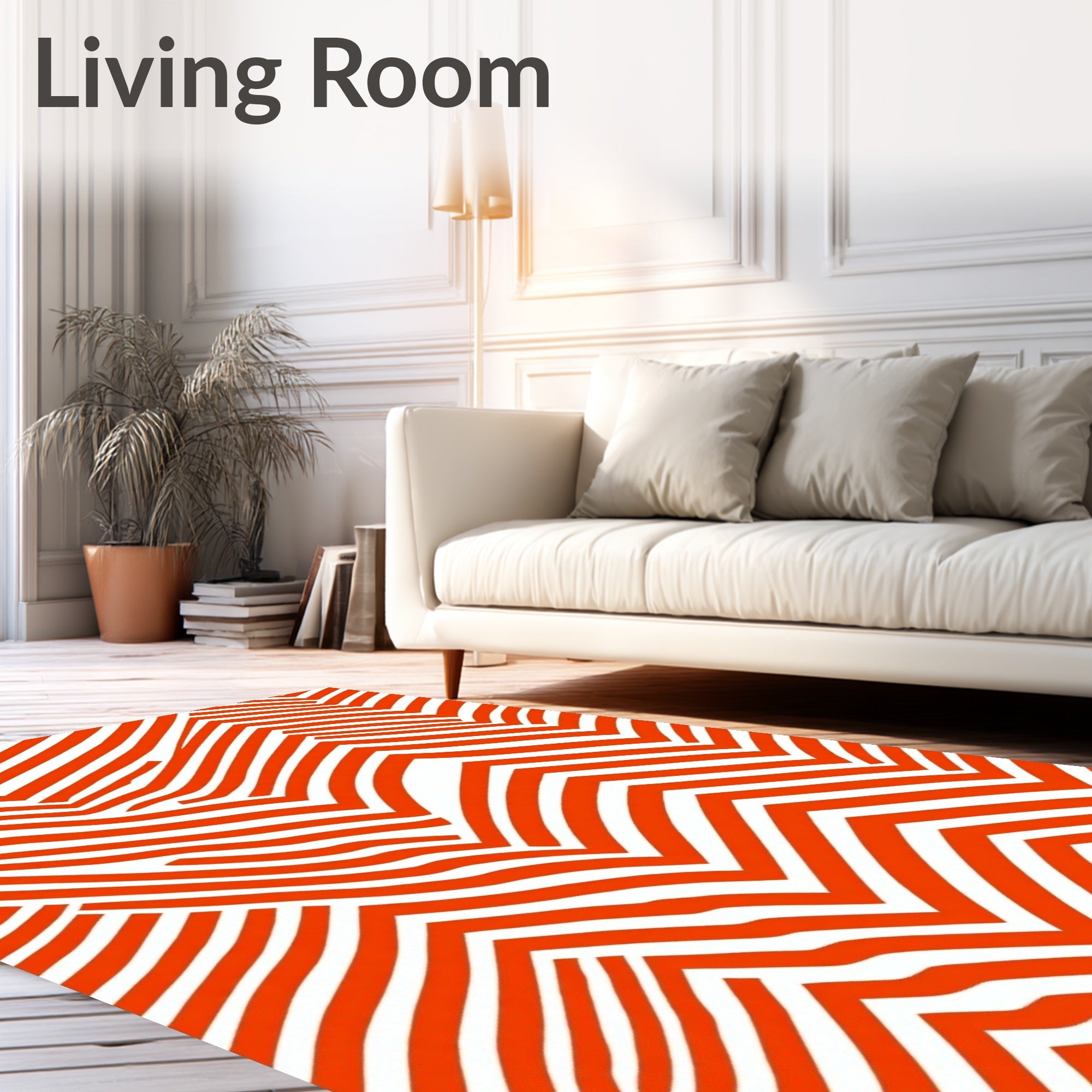 Bold Orange Abstract Stripe Pattern Rug