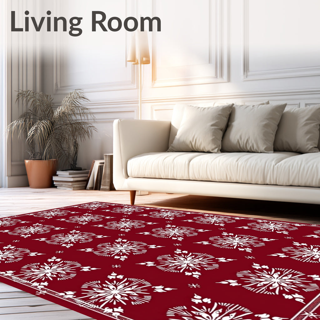 Ornate Red Floral Motif Pattern Rug