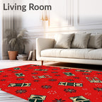 Festive Red Window Snowflakes Pattern Rug