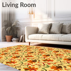Rustic Autumn Floral Swirl Pattern Rug