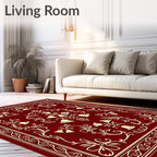 Elegant Red Floral Scrollwork Pattern Rug