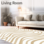 Beige Wavy Stripe Pattern Rug