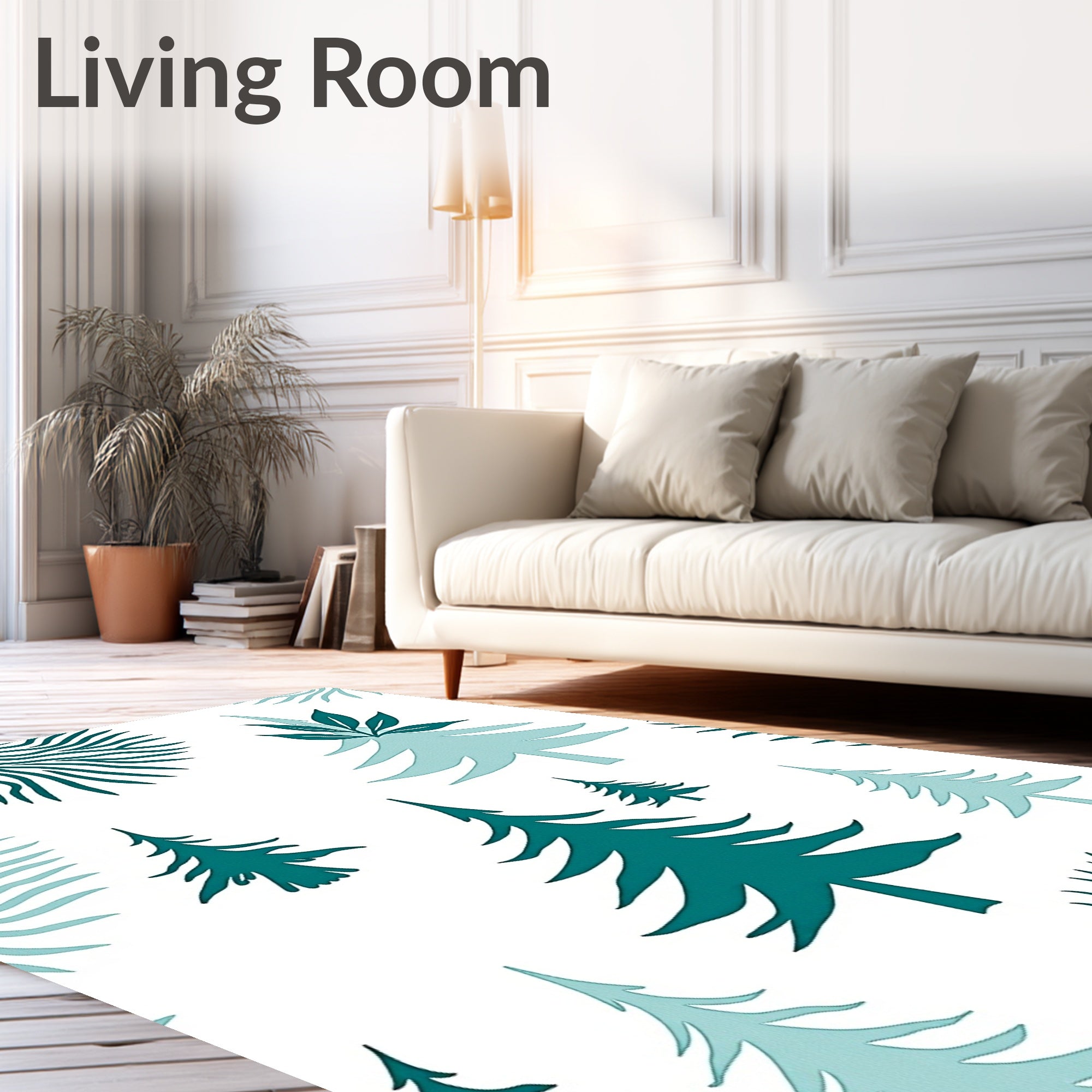 Teal Forest Pattern Design Rug