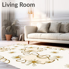 Gold Starburst And Swirl Pattern Rug