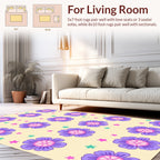 Purple Flower Star Pattern Decor Rug