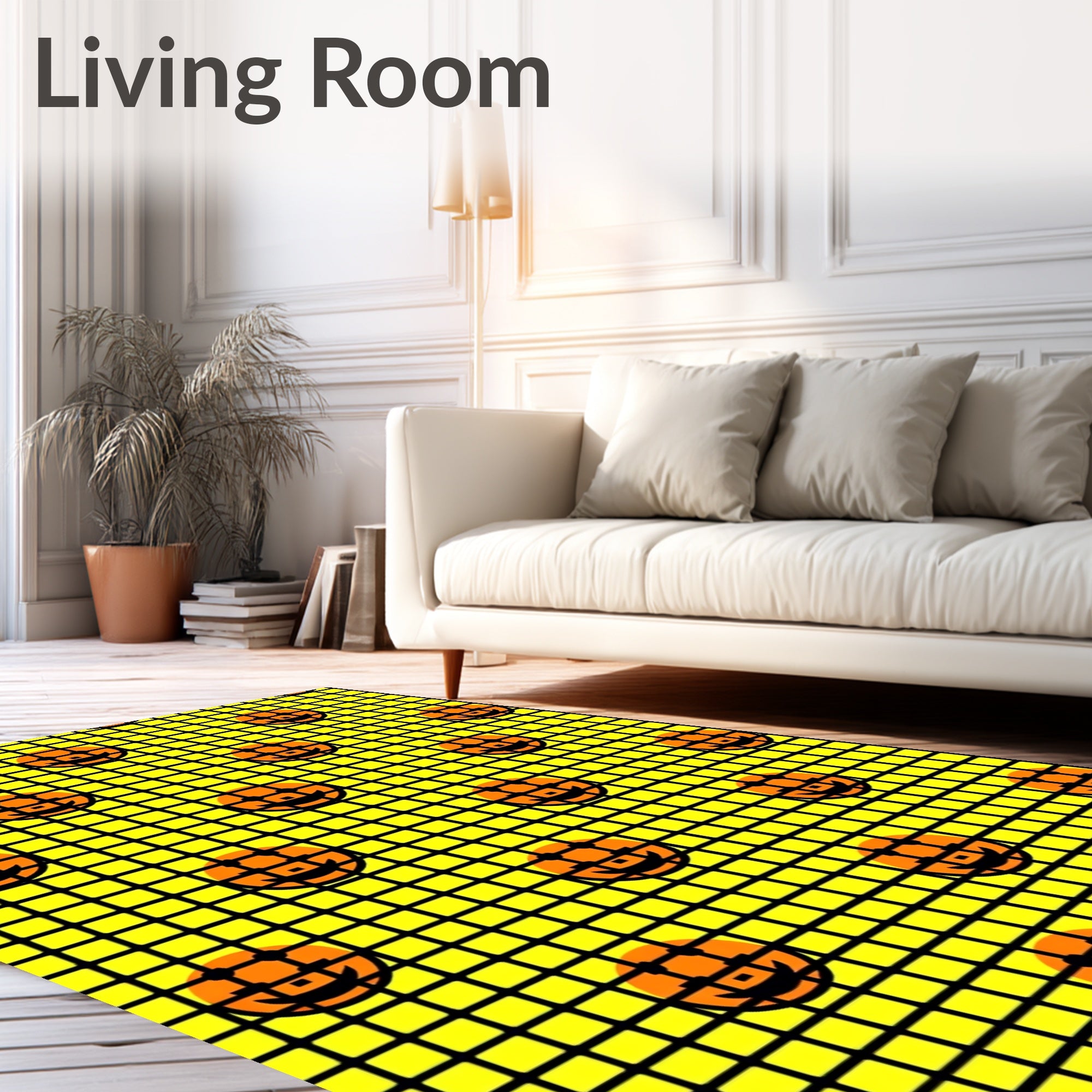 Joyful Pumpkin Gridded Pattern Rug