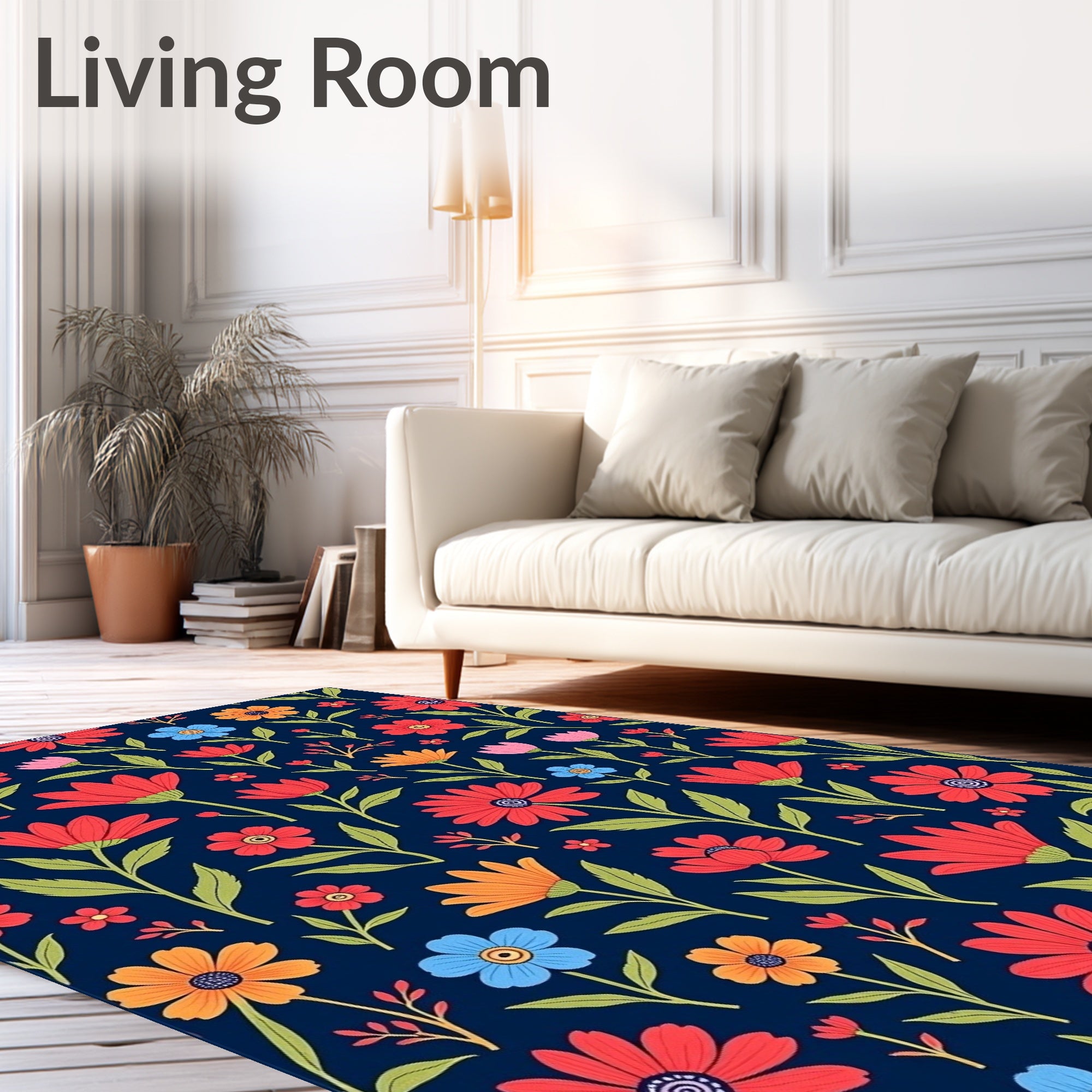 Retro Floral Blooms Pattern Design Rug