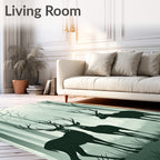 Misty Forest Deer Silhouette Design Rug