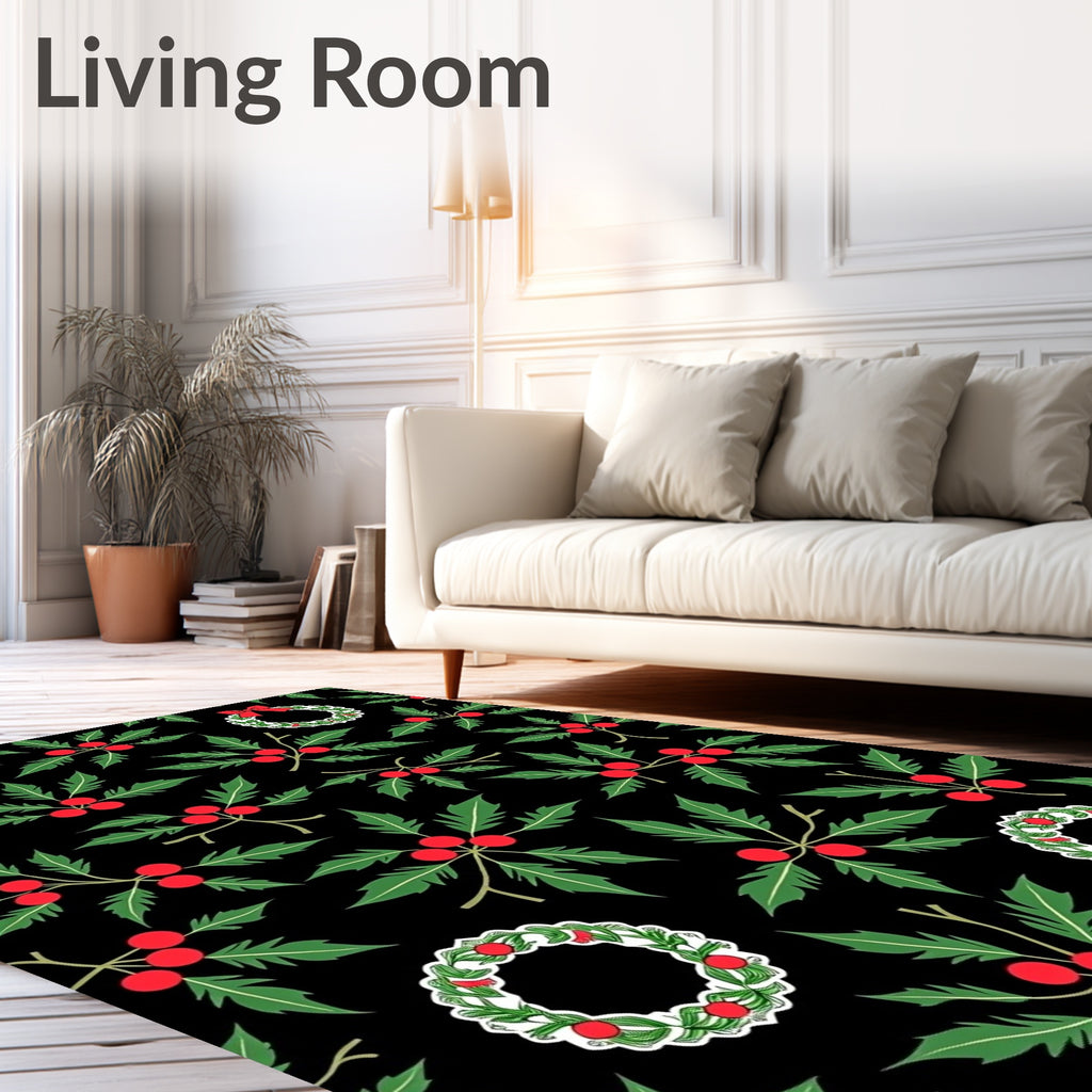 Classic Holly Berry Wreath Arrangement Rug