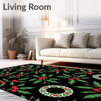 Classic Holly Berry Wreath Arrangement Rug