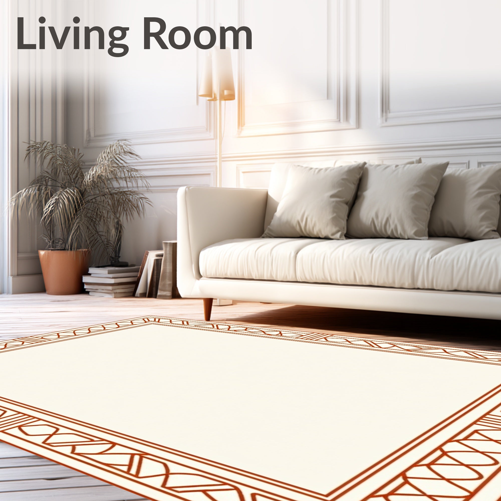 Geometric Lattice Border Design Rug