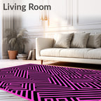 Graphic Maze Stripe Pattern Rug