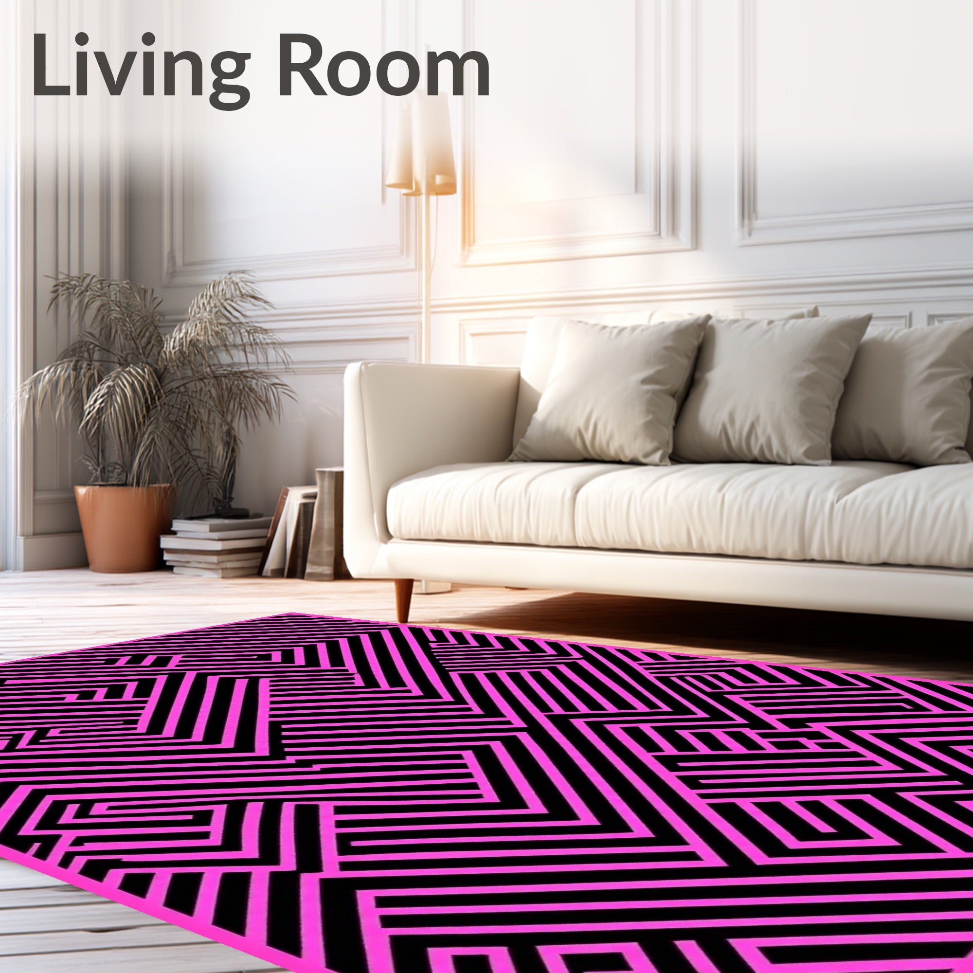 Graphic Maze Stripe Pattern Rug