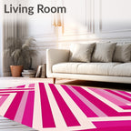 Modern Pink Geometric Stripe Rug
