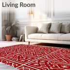 Classic Red White Intricate Pattern Rug