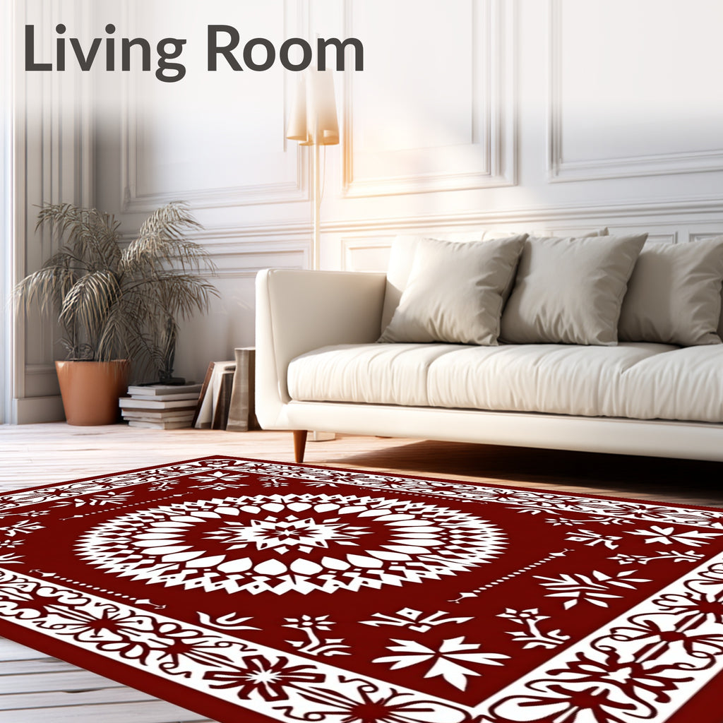 Intricate Floral Mandala Design Rug