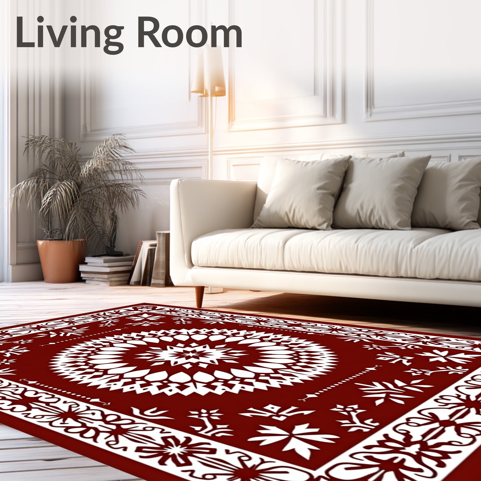 Intricate Floral Mandala Design Rug