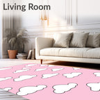 Whimsical Pink Clouds Pattern Rug