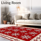 Red Snowflake Festive Pattern Rug