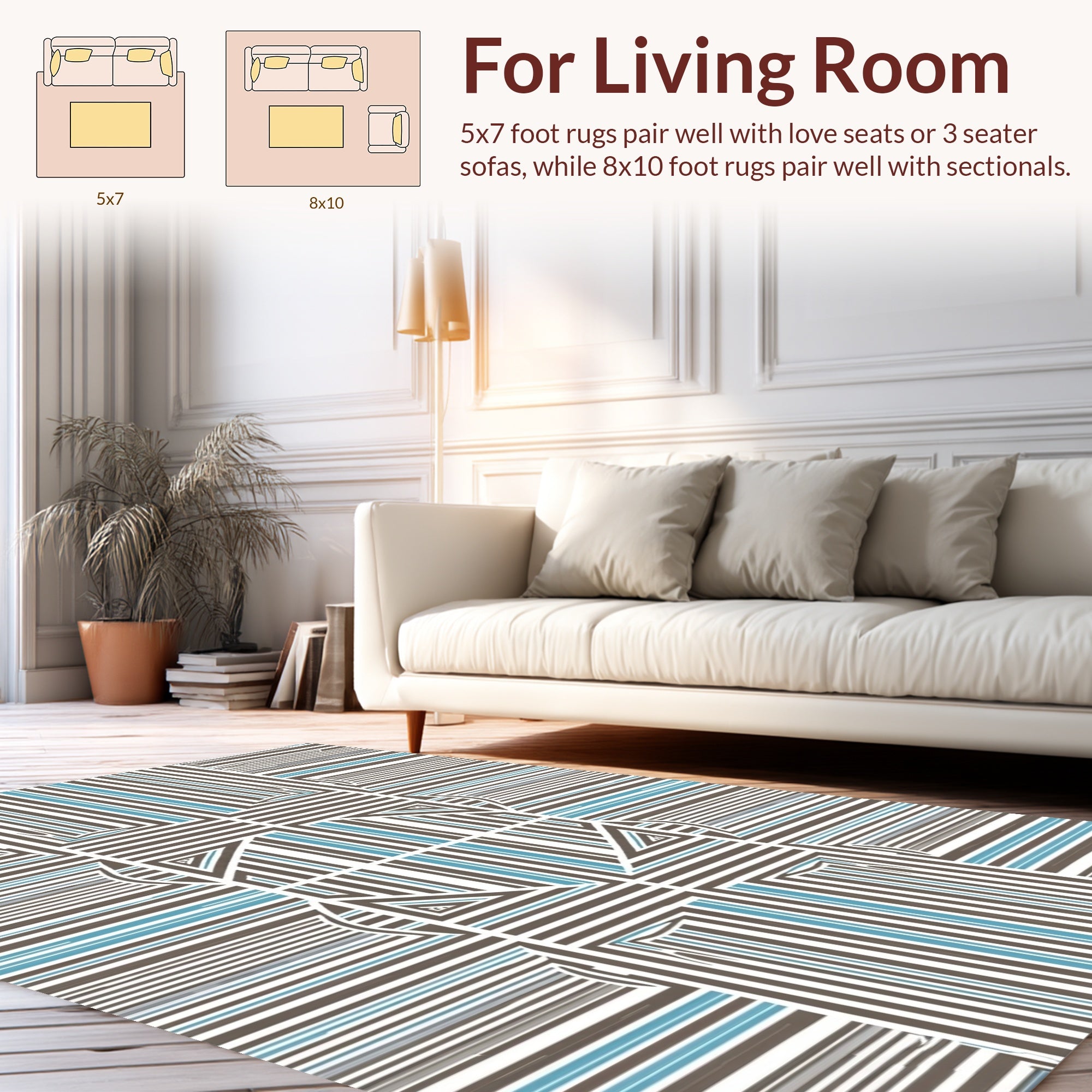 Modern Geometric Stripe Patterned Abstract Rug