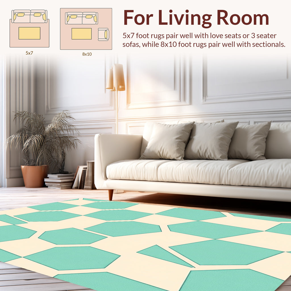 Teal Geo Mosaic Pattern Rug