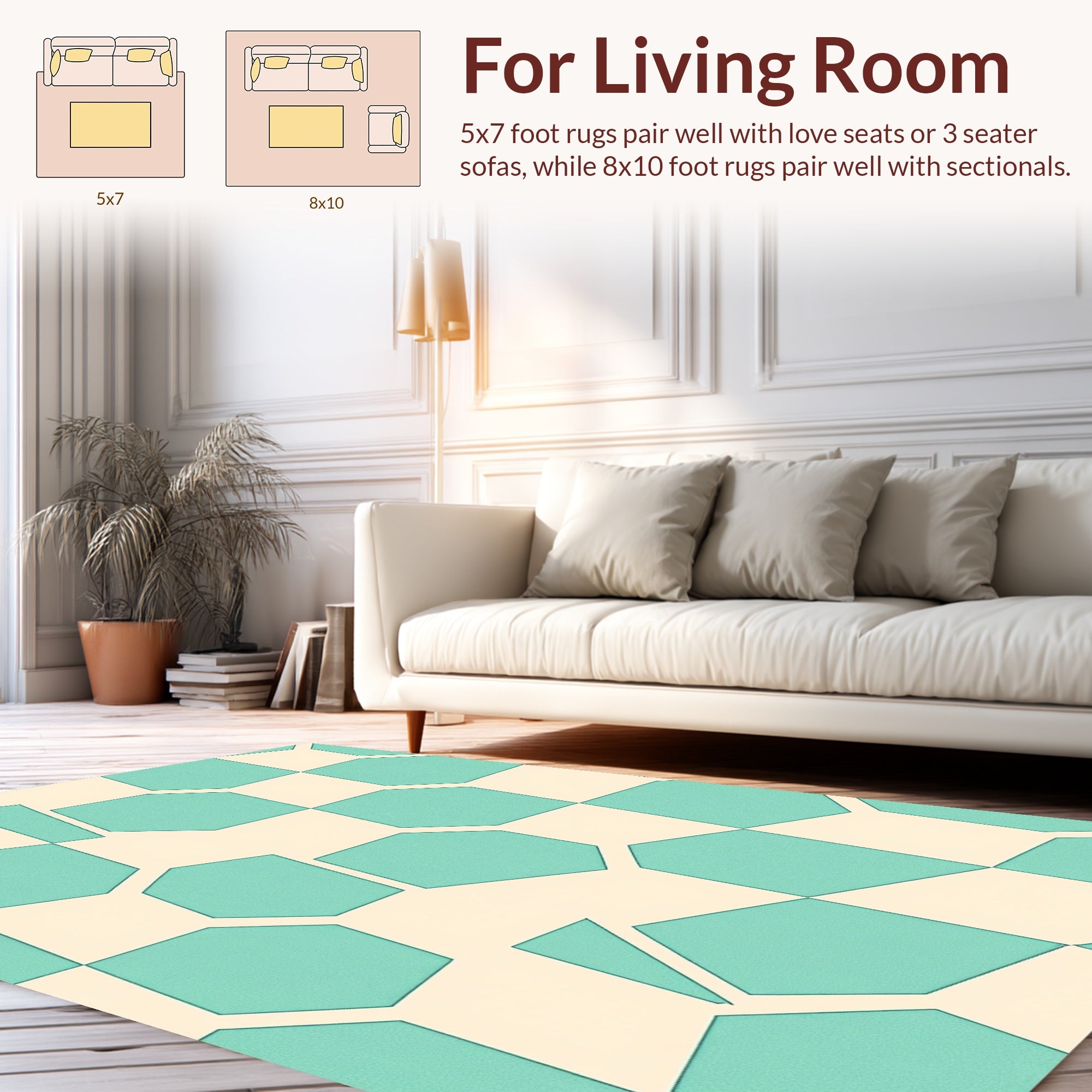 Teal Geo Mosaic Pattern Rug