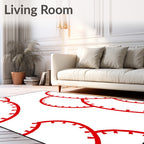 Red Curved Stitch Pattern Rug