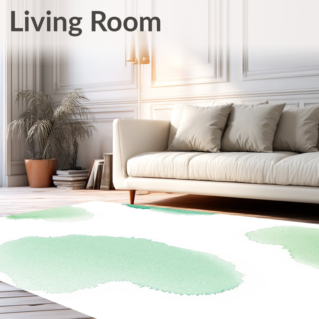 Abstract Green Watercolor Splatter Rug