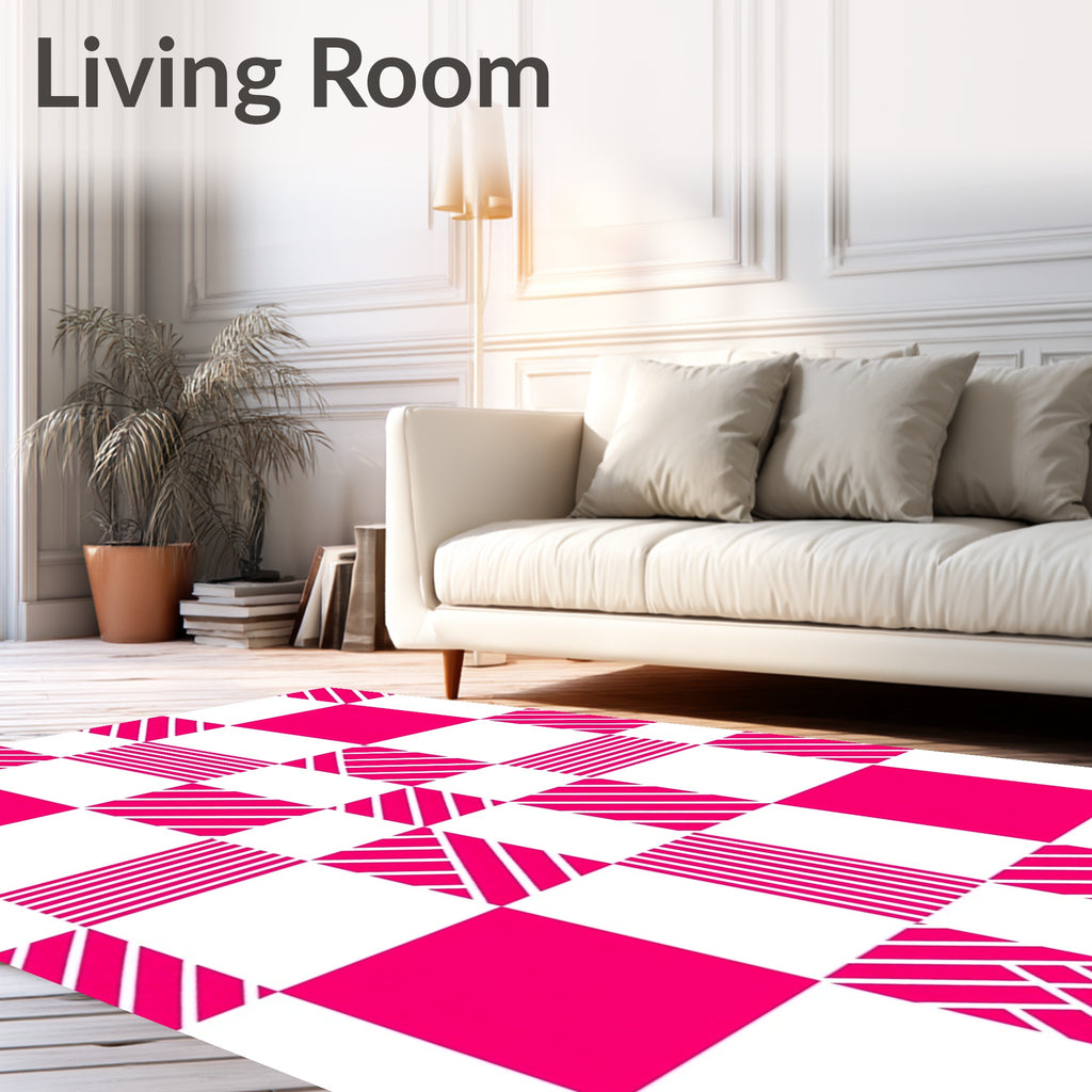 Bright Pink Grid Pattern Rug