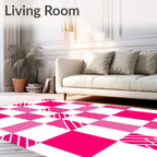 Bright Pink Grid Pattern Rug