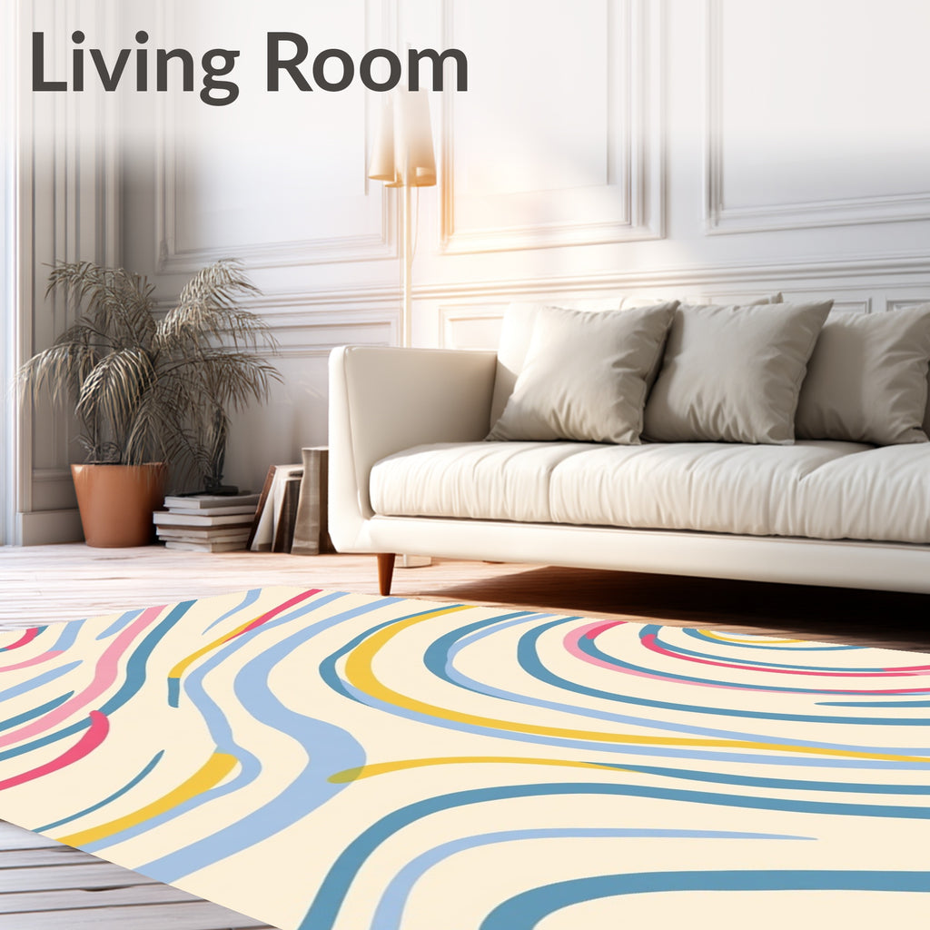 Abstract Swirling Pastel Lines Rug