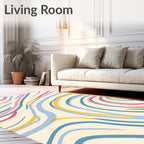 Abstract Swirling Pastel Lines Rug