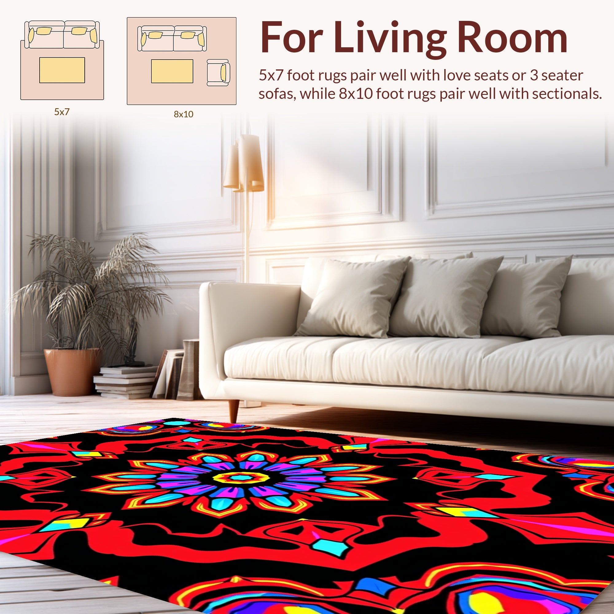 Vibrant Abstract Floral Kaleidoscope Rug
