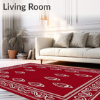 Crimson Oval Motif With Border Design Rug