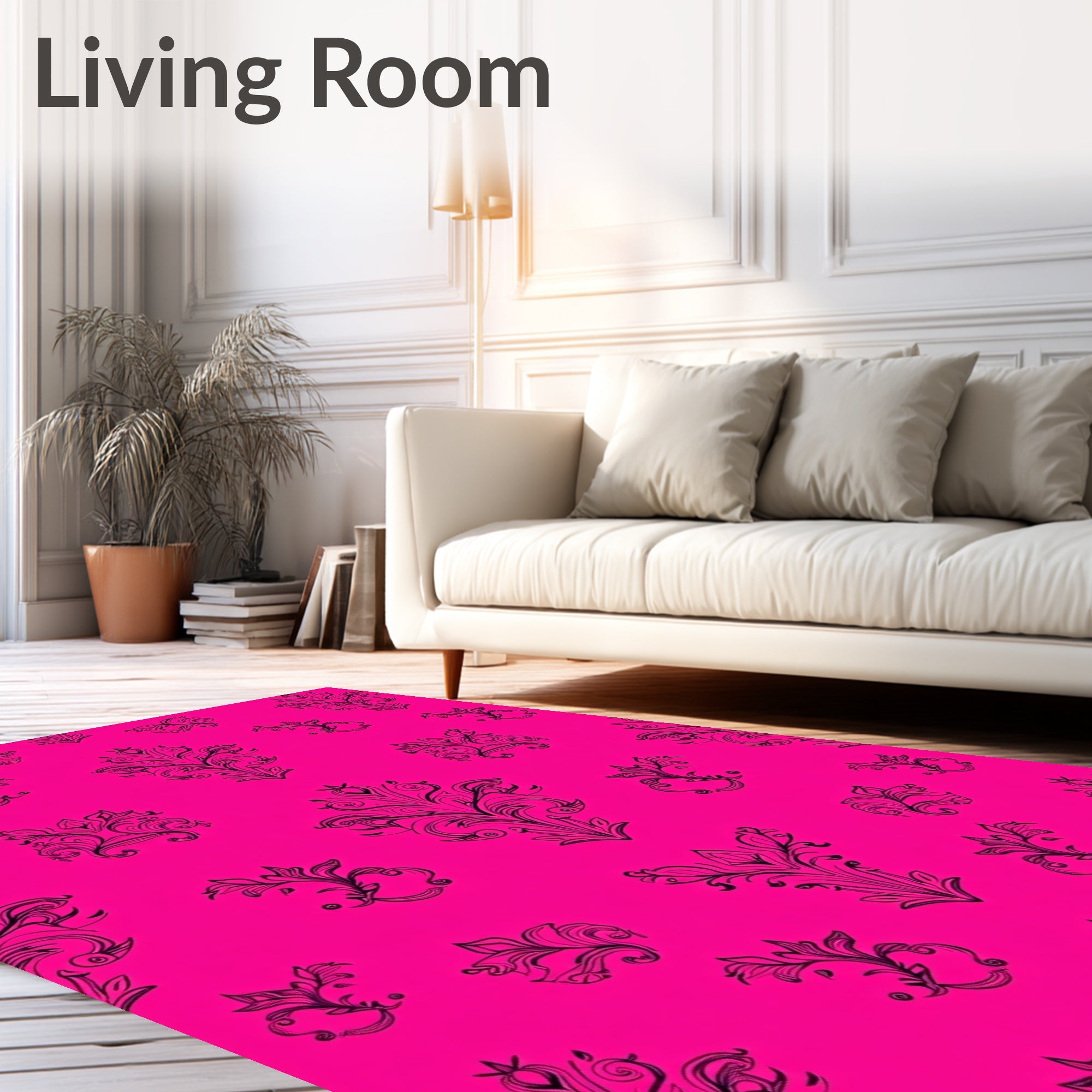 Vibrant Floral Scroll Pattern Rug
